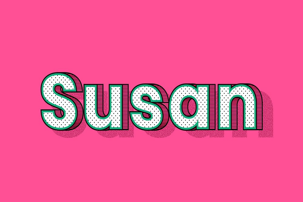 Susan female name retro polka dot lettering