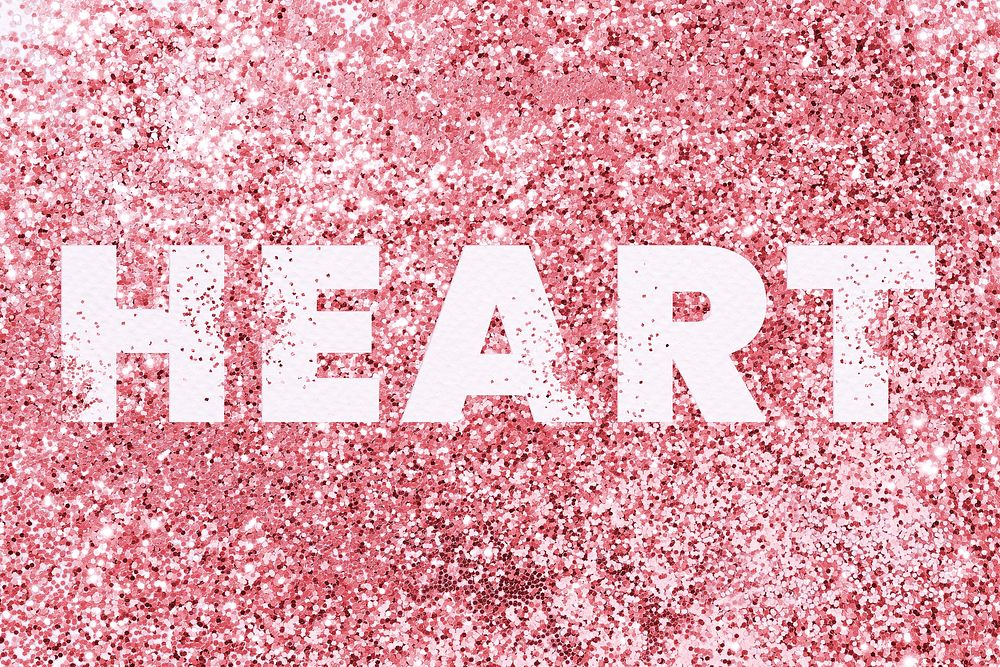 Heart glittery texture word typography