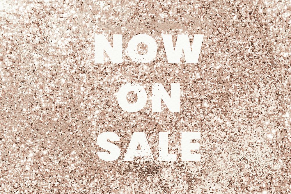 Now on sale glittery shopping typography