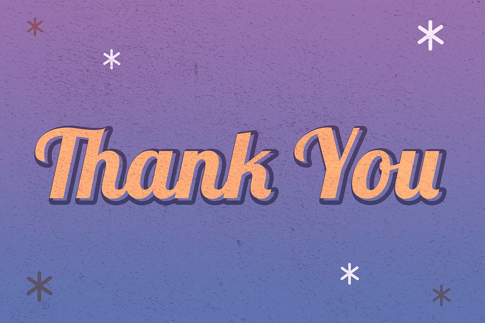 Thank you typography retro purple night sky