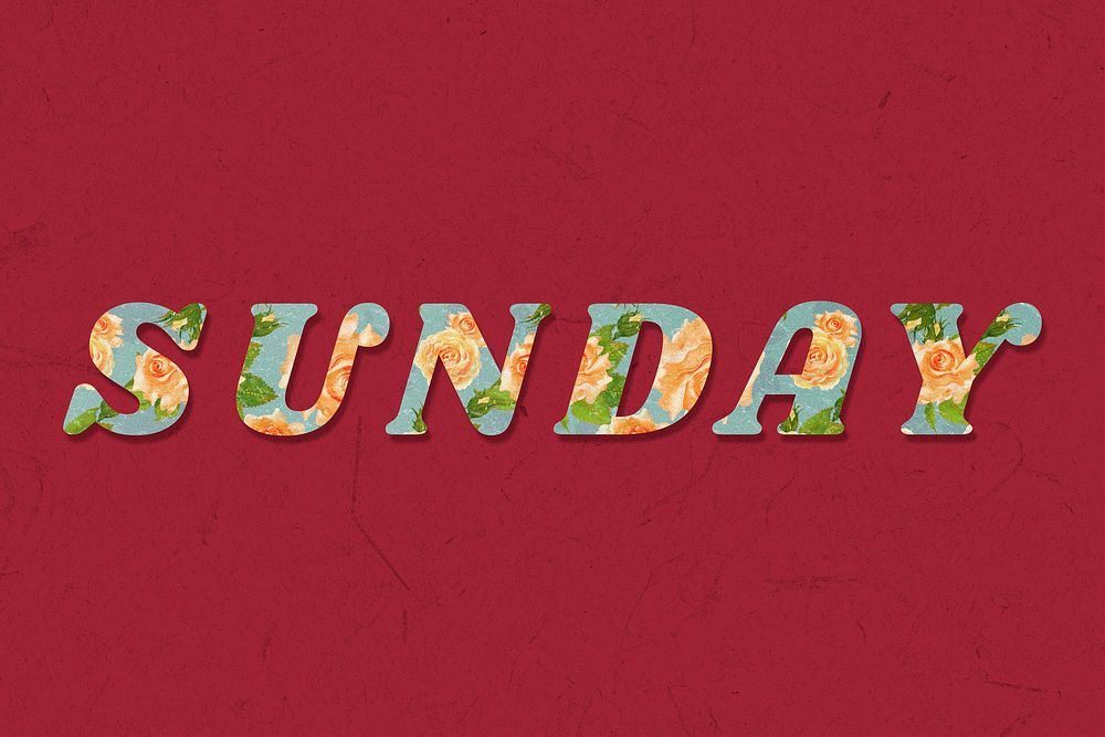 Sunday text retro floral typography