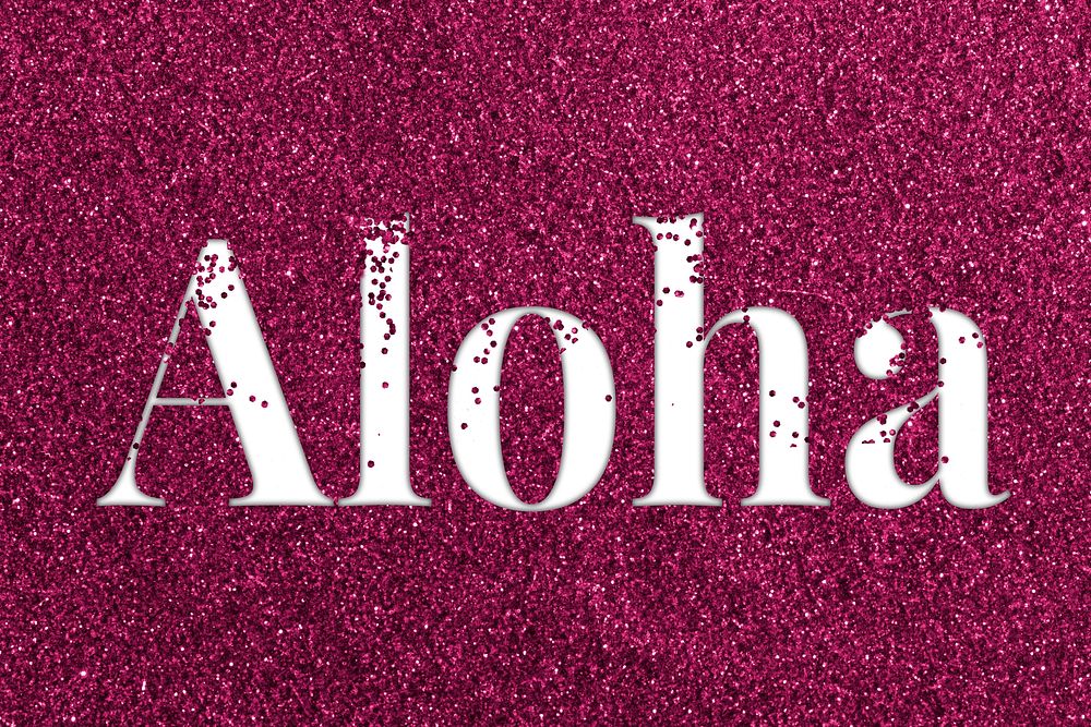 Aloha text typography glitter font