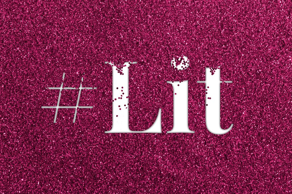 Hashtag lit ruby glitter word typography