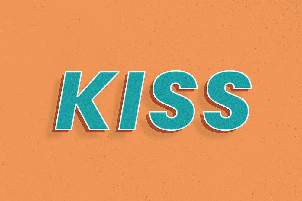 Kiss word 3d italic font retro lettering