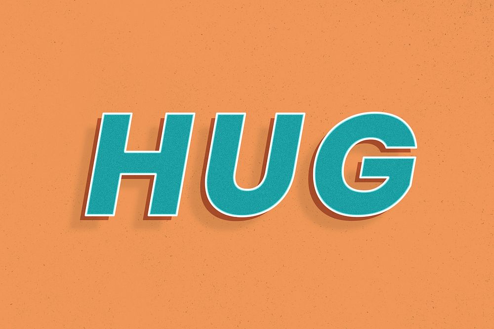Hug retro typography word art bold font