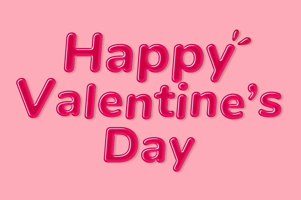 Jelly embossed typography happy valentine's day word