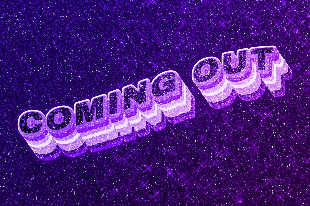 Coming out text 3d retro word art glitter texture