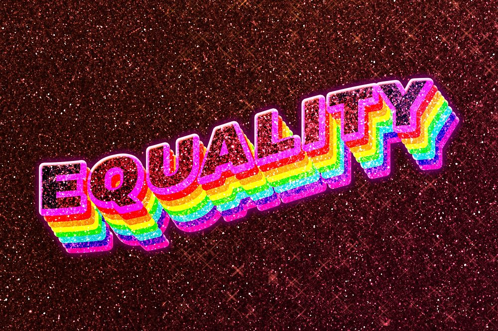Equality word 3d effect typeface rainbow lgbt pattern