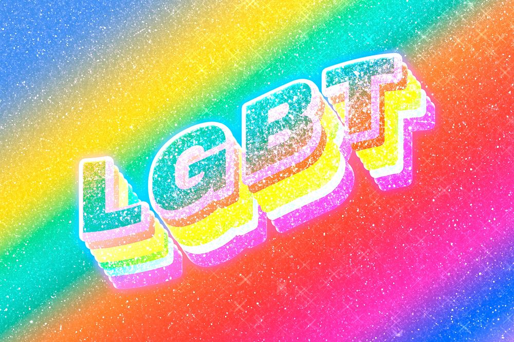 LGBT word 3d effect typeface rainbow gradient