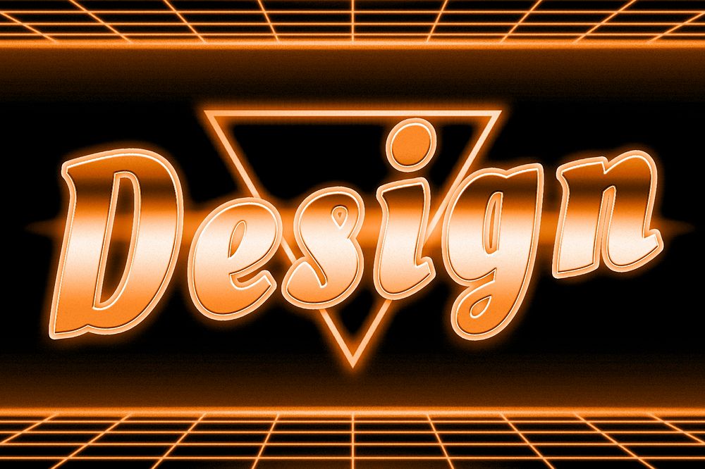 Neon grid orange design word typography
