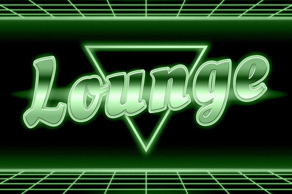 Neon green 80s lounge word grid typography