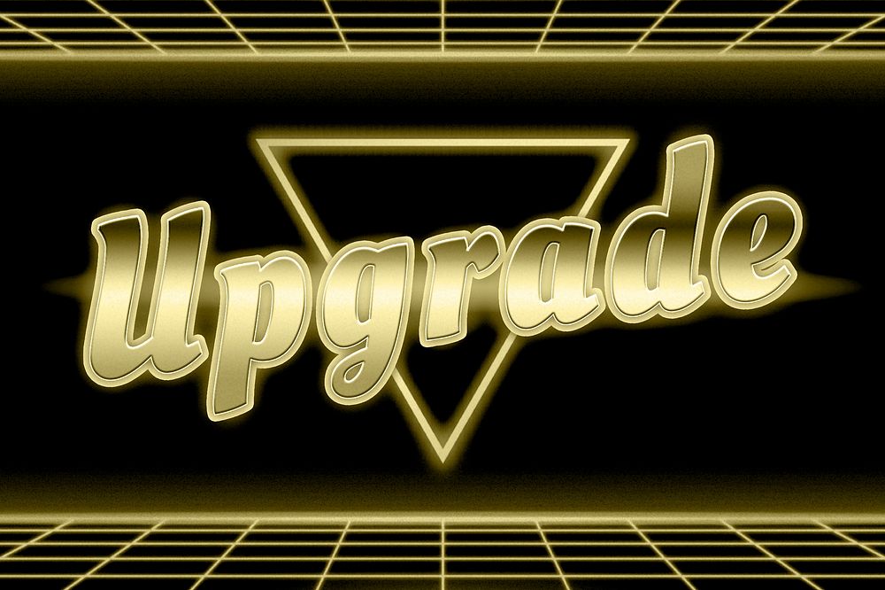 Neon grid upgrade word typography