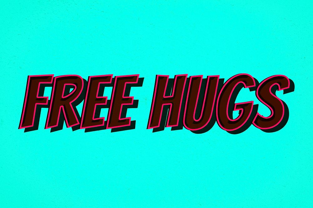 Free hugs retro shadow typography illustration 