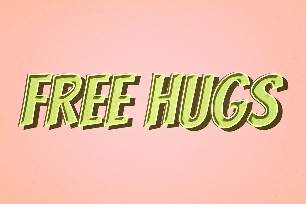 Free hugs comic retro typography illustration