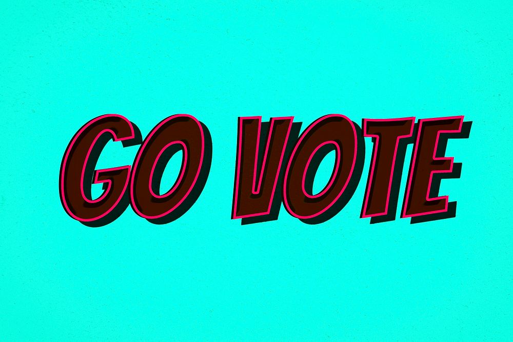 Go vote retro shadow typography illustration