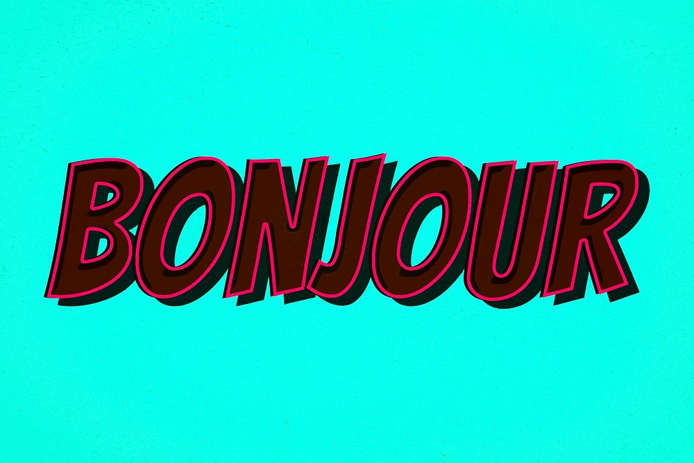 Bonjour word retro style typography illustration