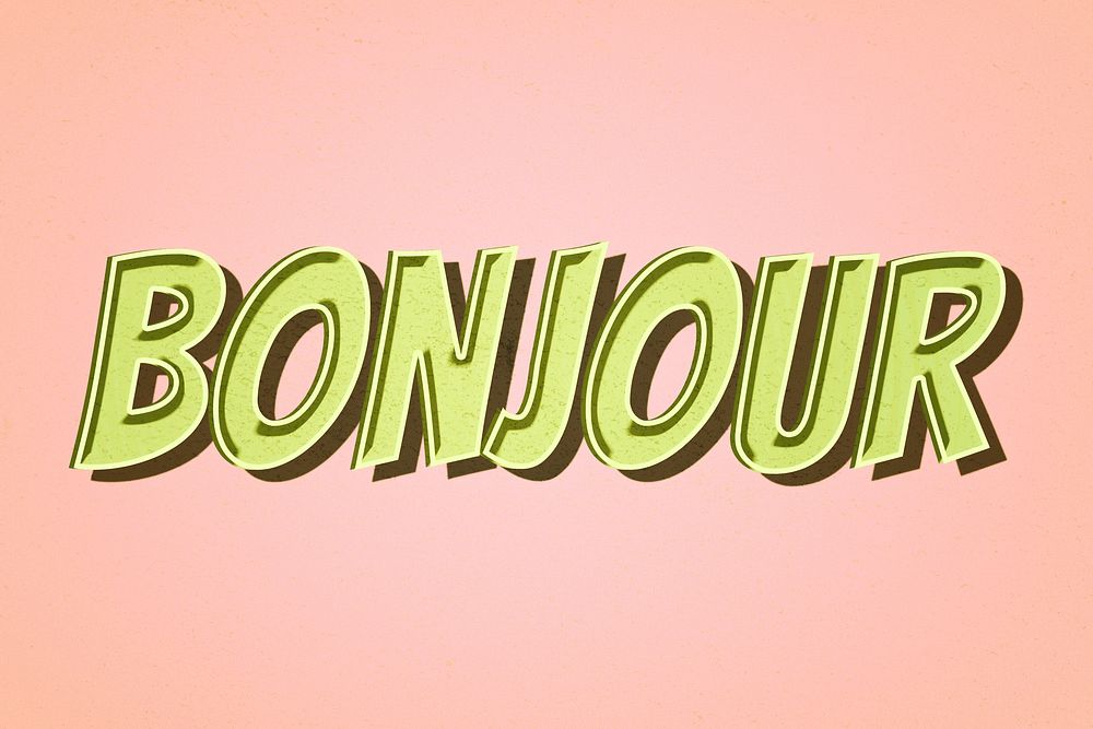 Bonjour retro style shadow typography illustration