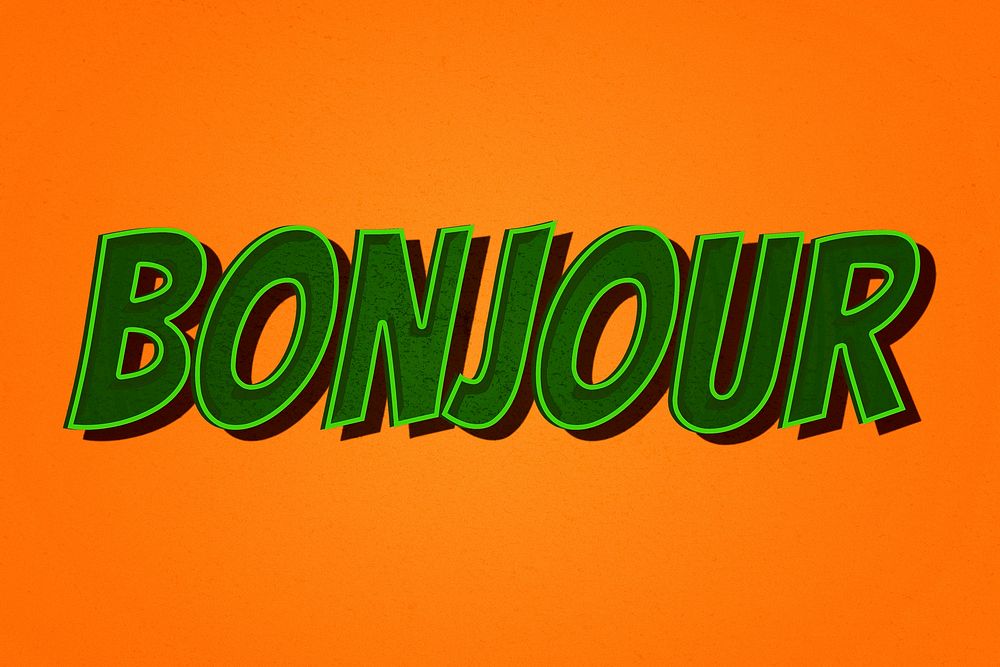 Bonjour comic retro style typography illustration