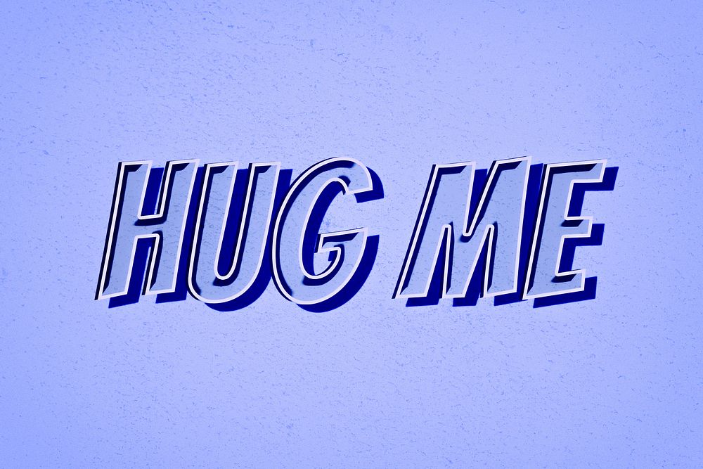 Hug me comic retro lettering illustration