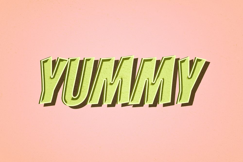 Yummy word retro style typography illustration