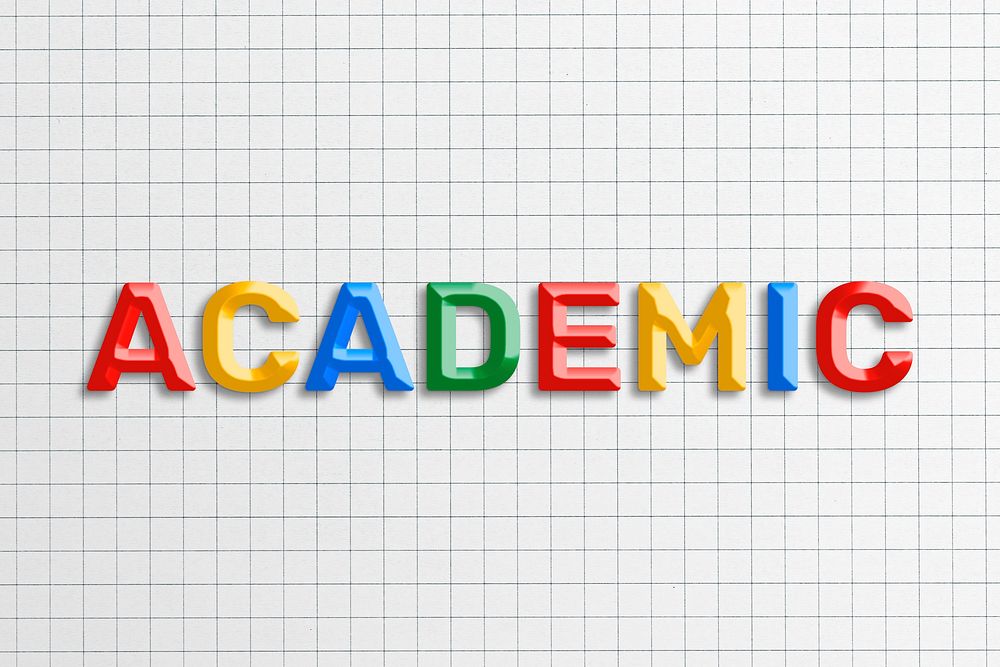 Academic text word 3d colorful font typography