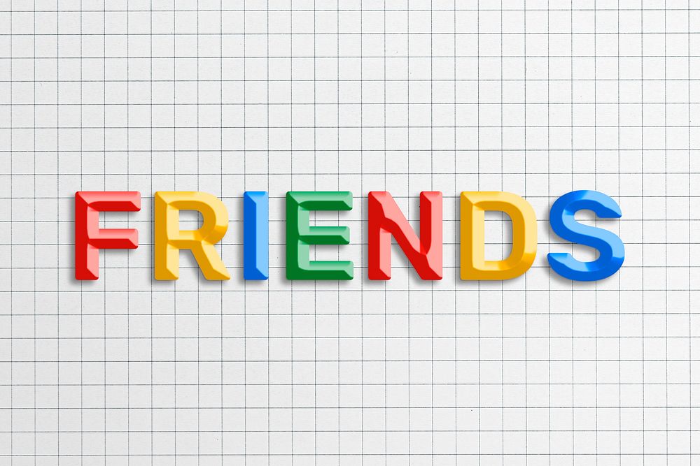 Friends text word bevel colorful font lettering