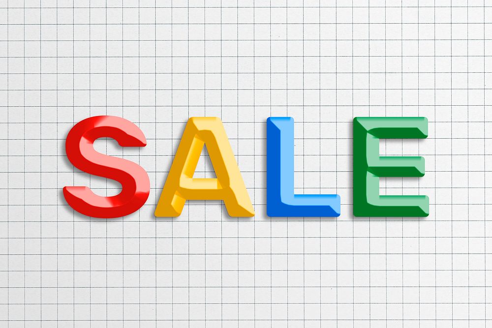Sale text lettering 3d colorful font typography
