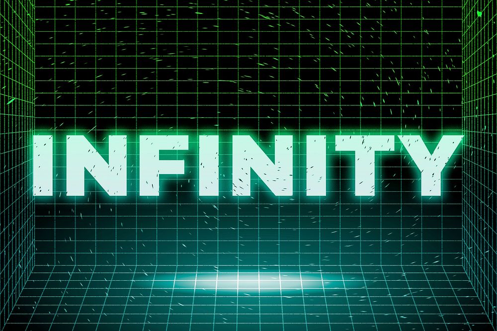 Text infinity futuristic tech word typography