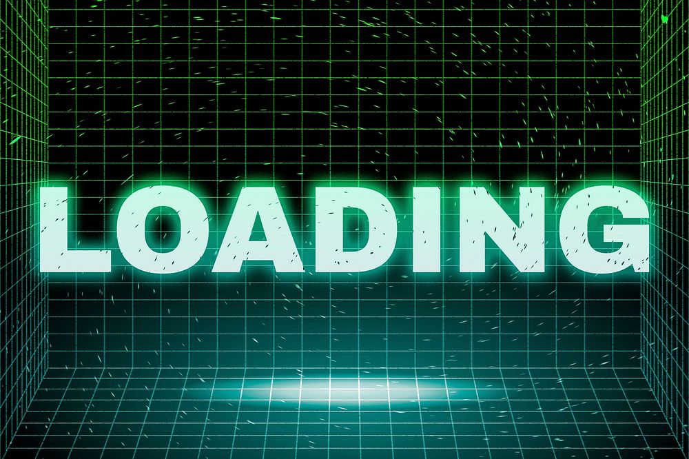 Neon grid line loading word typography