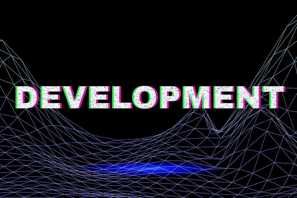 Dark neon grid development futuristic bold font