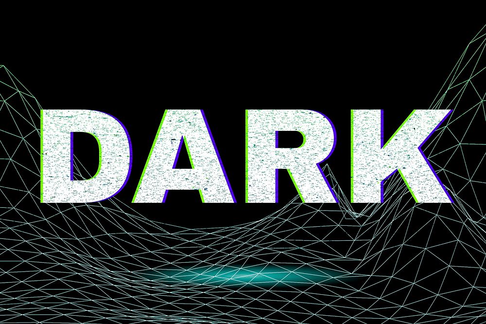 Tech futuristic dark neon png word typography