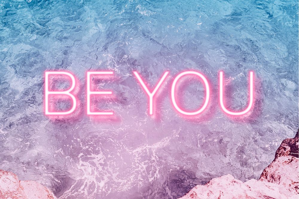 Be you neon word typography ocean gradient