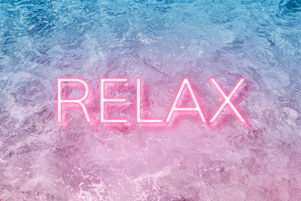 Relax neon word typography ocean gradient