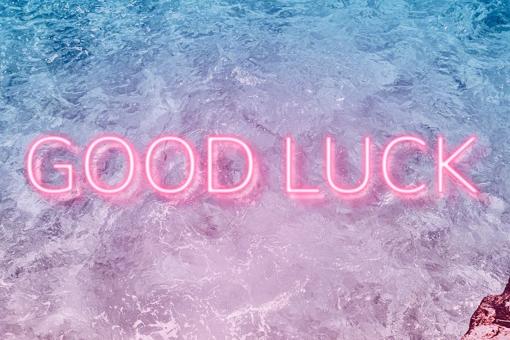 Good luck neon word typography ocean gradient