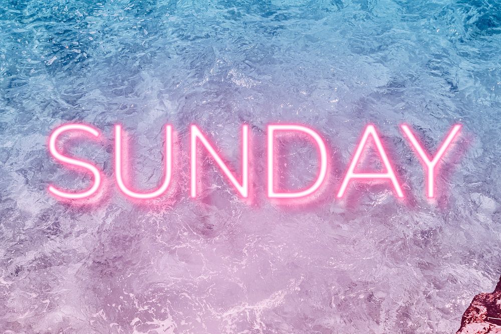 Sunday neon word typography ocean gradient