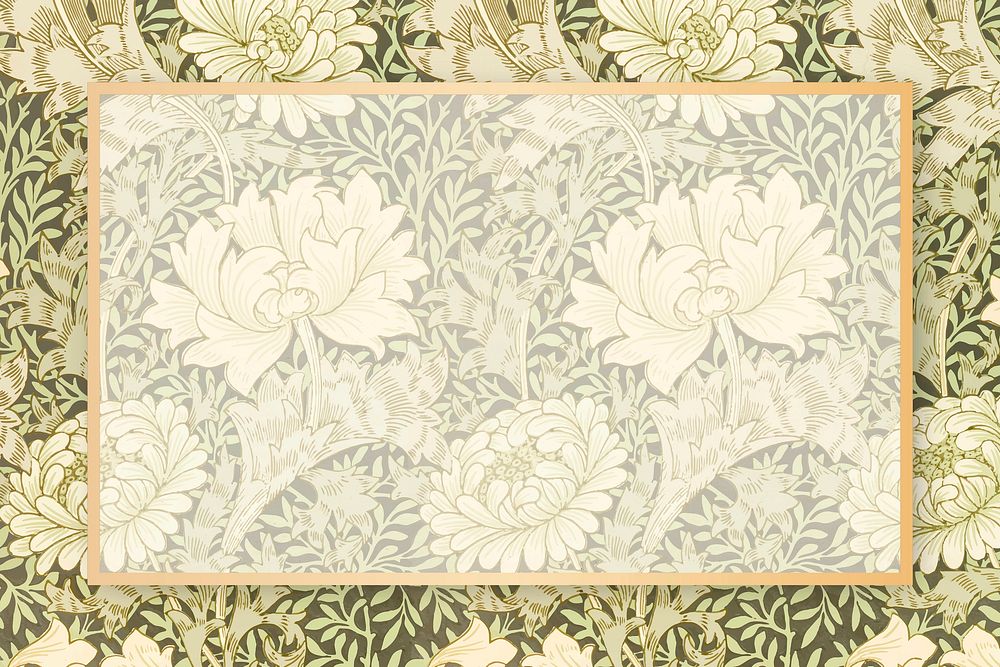 Rectangle antique floral frame vector copy space