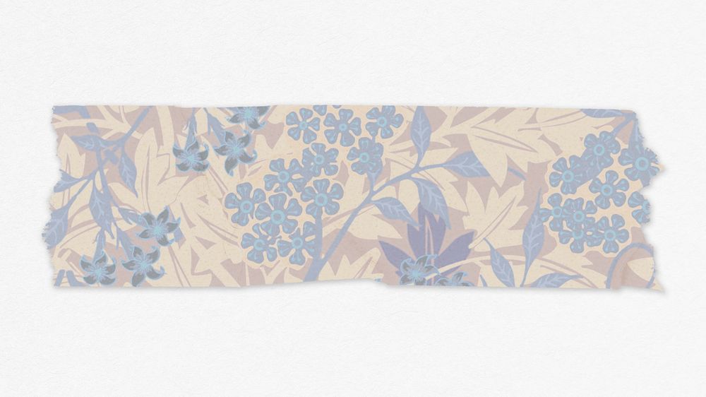 Jasmine flower washi tape psd diary sticker remix from artwork by William Morris