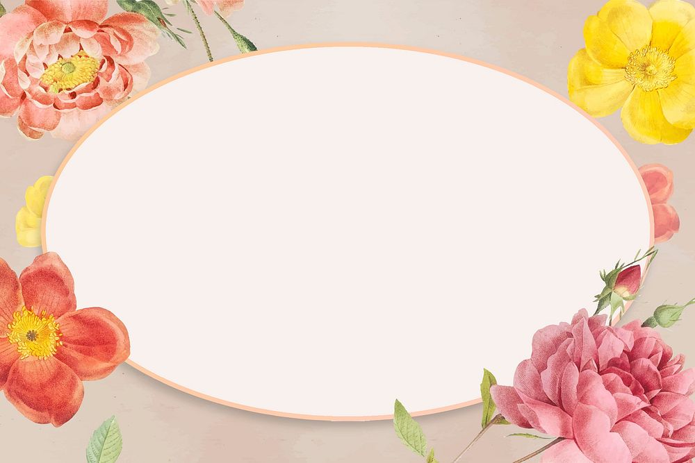 Vividly colored floral border frame