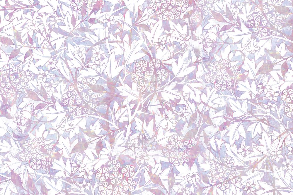 Vector holographic floral pattern remix from artwork by William Morris