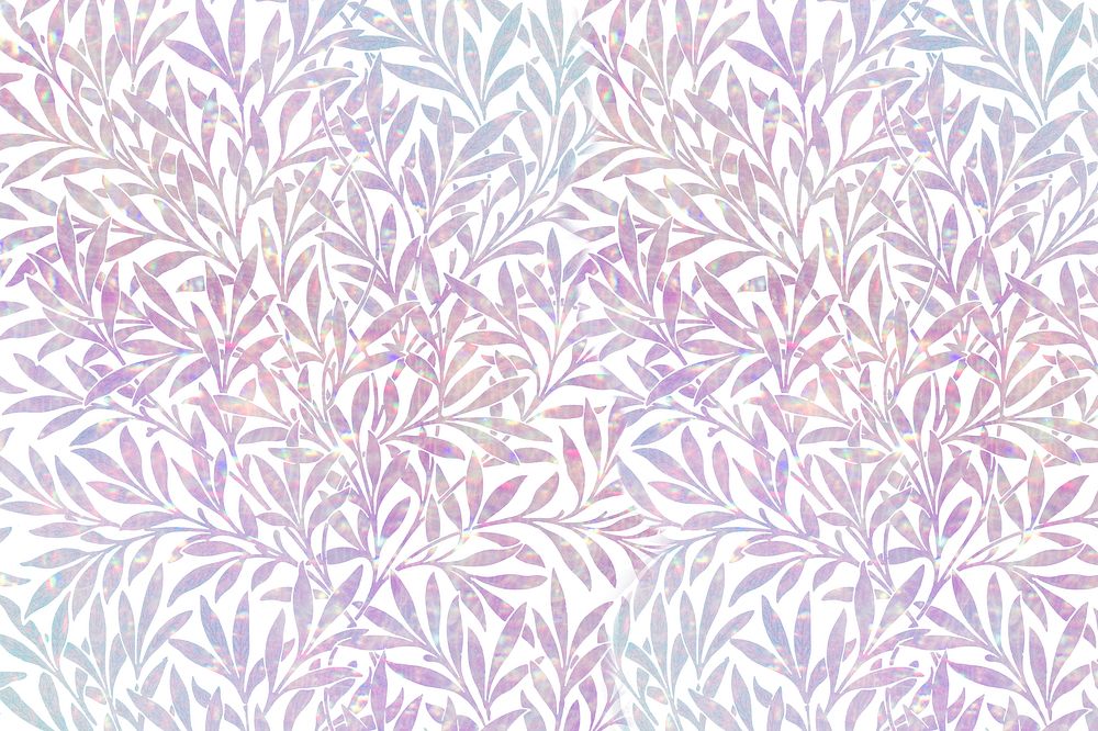 Pink leaf holographic pattern remix from artwork by William Morris