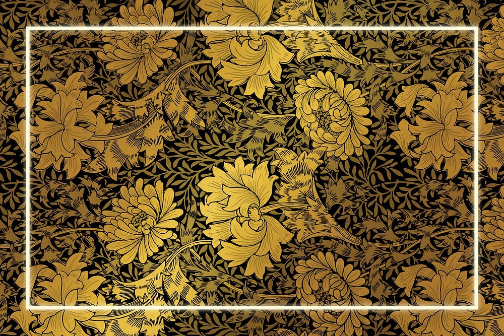 Vintage botanical frame pattern vector remix from artwork by William Morris