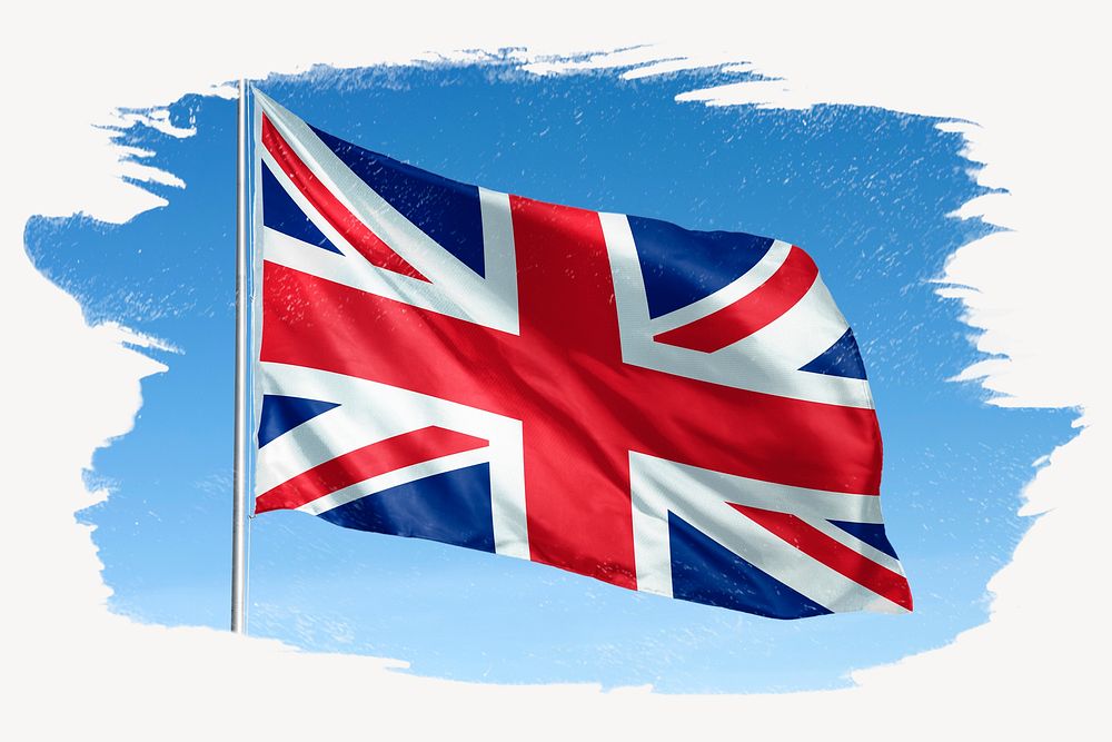 United Kingdom, Uk flag mockup, brush stroke psd