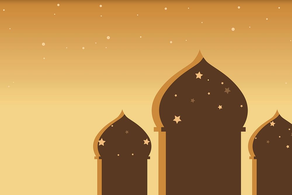 Brown mosque silhouette background vector Eid Mubarak and Ramadan Kareem illustration