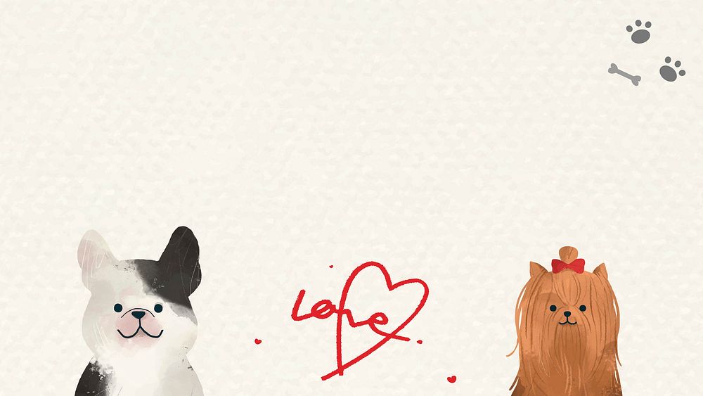 Dogs in love background vector with cute illustrations