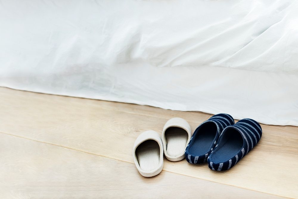 Slippers in bedroom background