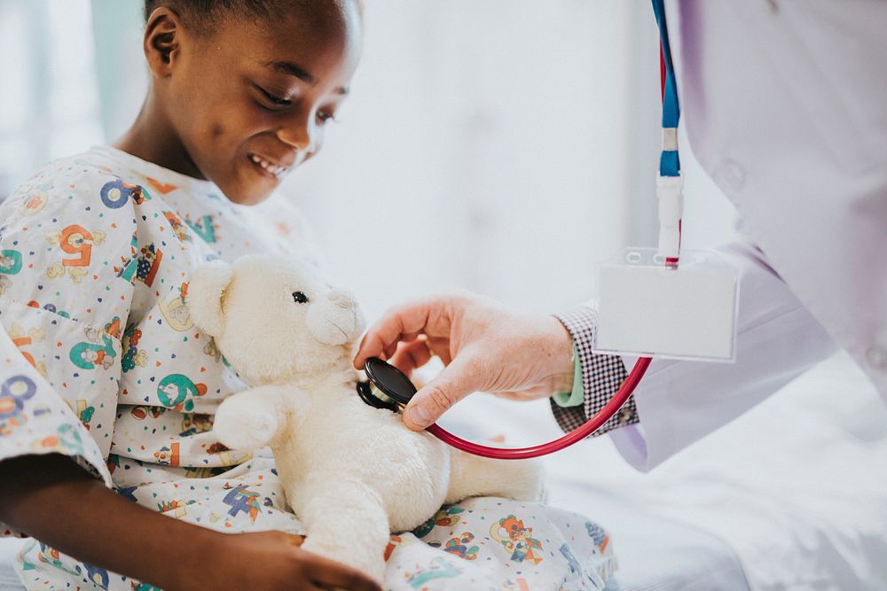 Child healthcare,  teddy bear background