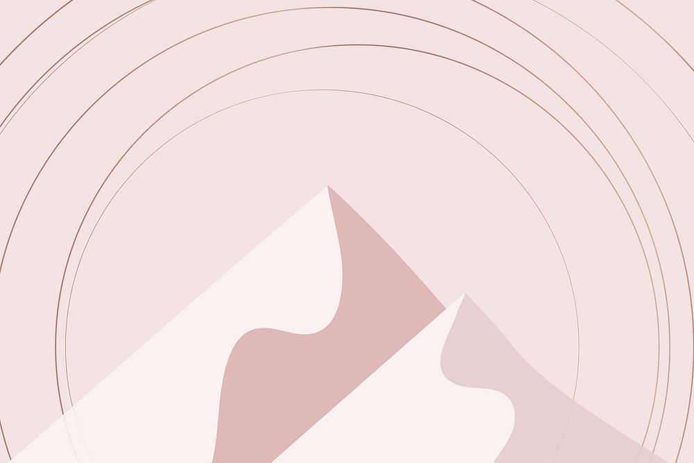 Minimal mountain scenery Nordic aesthetic background vector in pink gold