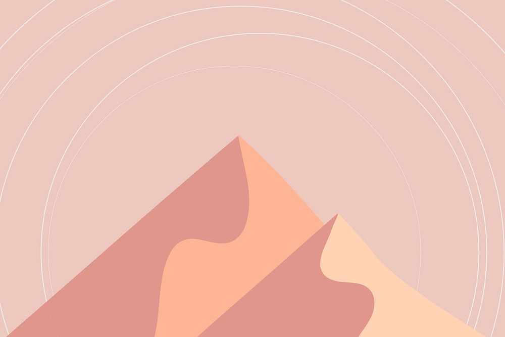 Mountain scenery aesthetic background vector in peachy orange