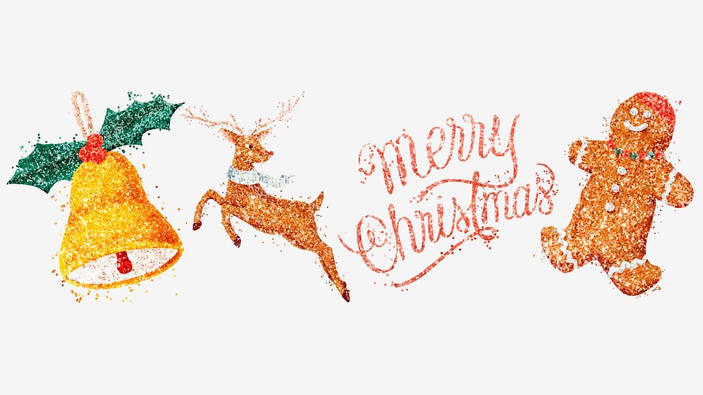 Christmas glitter drawing vector set