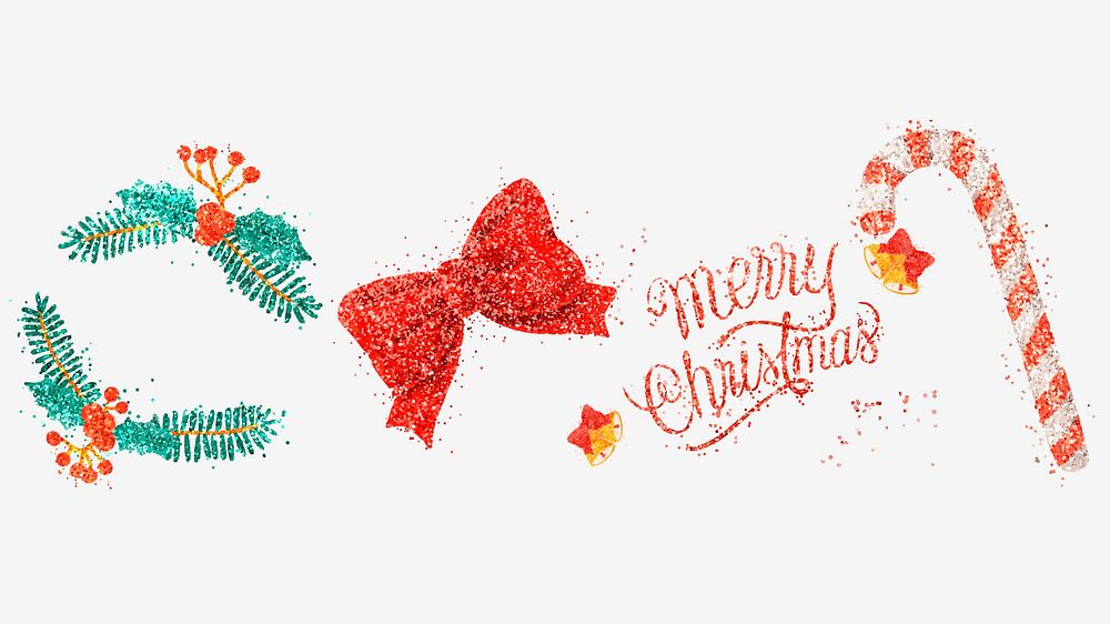 Christmas glitter drawing vector collection